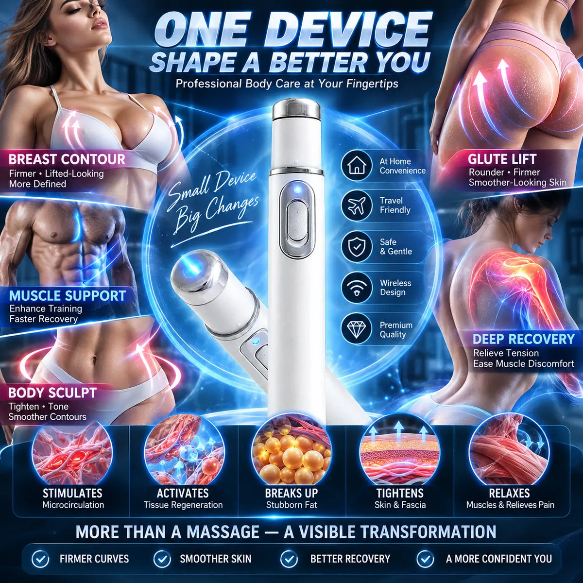 💯ULTRASONIC SHOCK WAVE BODY REMODELING SYSTEM™——Enhances bust and lifts buttocks. Fuel Muscle Growth.Boost Circulation. Relieve Pain.